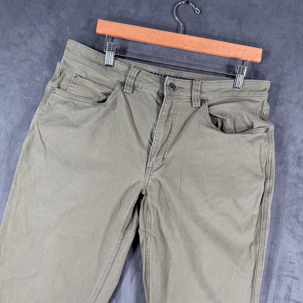 Duluth Trading Co Flex Ballroom Khakis Relaxed Fit Olive Green 34x32 Mens Pants